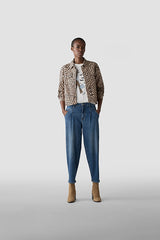 BLUE HIGH WAISTED TAPERED DENIM JEANS