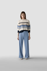 BLUE STRIPED KNIT SWEATER