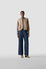 BLUE HIGH WAISTED WIDE LEG DENIM JEANS