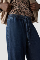 BLUE HIGH WAISTED WIDE LEG DENIM JEANS