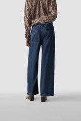 BLUE HIGH WAISTED WIDE LEG DENIM JEANS