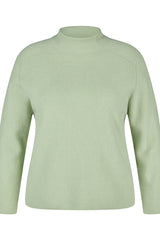LIGHT GREEN HIGH NECK KNIT SWEATER