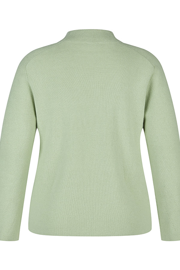 LIGHT GREEN HIGH NECK KNIT SWEATER
