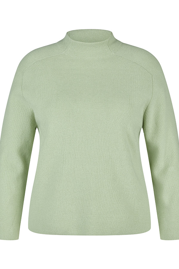 LIGHT GREEN HIGH NECK KNIT SWEATER