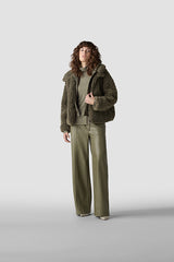 GREEN FUZZY HOODED JACKET