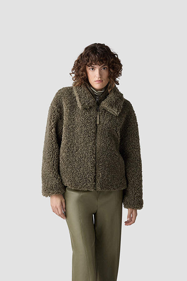 GREEN FUZZY HOODED JACKET