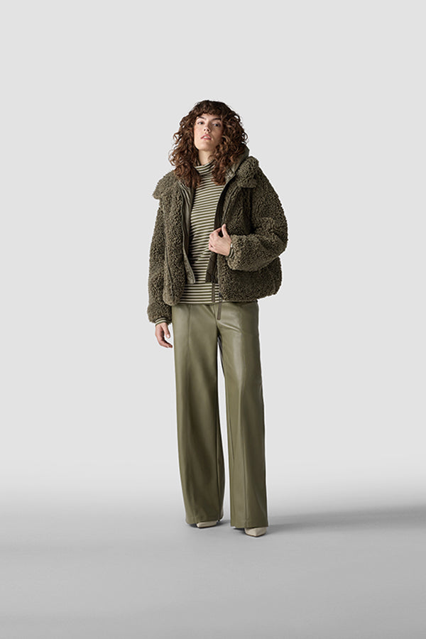 GREEN FUZZY HOODED JACKET