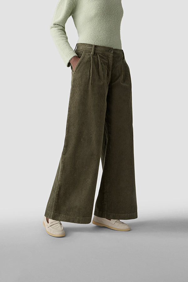 BROWN HIGH WAISTED CORDUROY TROUSERS