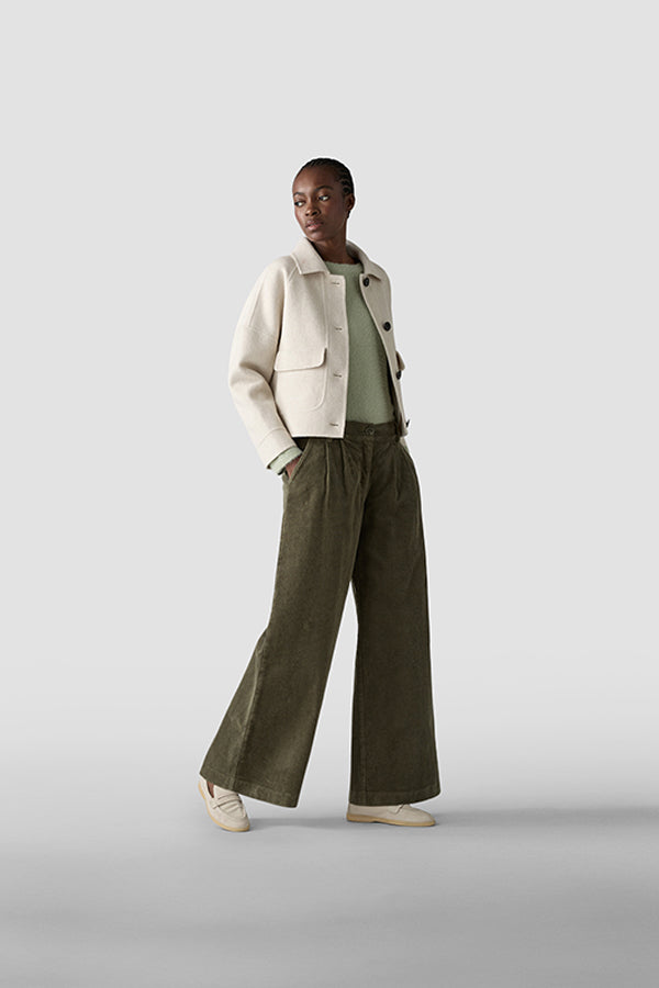 BROWN HIGH WAISTED CORDUROY TROUSERS