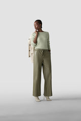 KHAKI HIGH WAISTED WIDE LEG TROUSERS