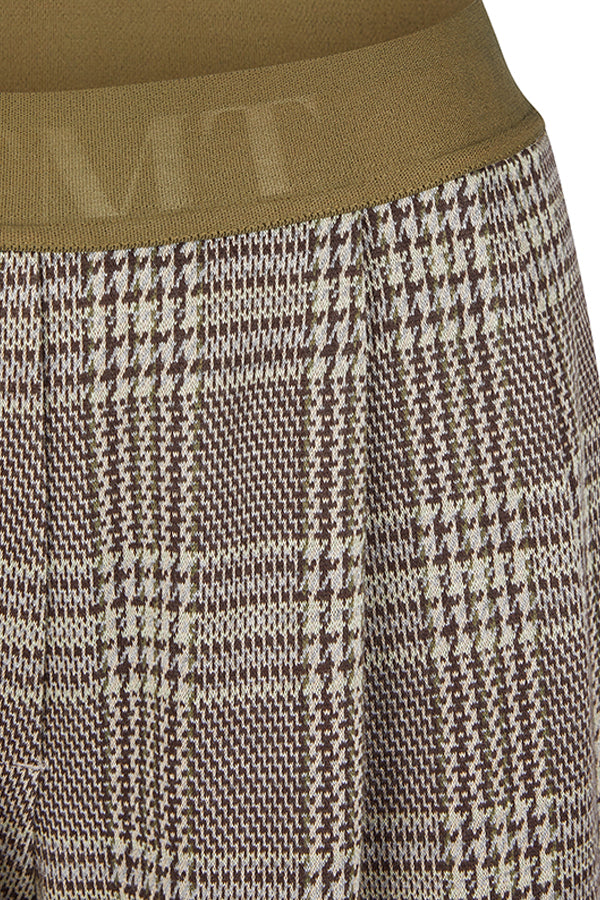 GREEN HIGH WAISTED WIDE LEG PLAID TROUSERS