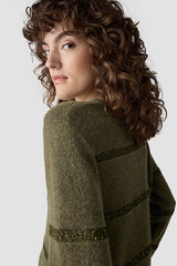 GREEN HORIZONTAL STRIPES KNIT SWEATER
