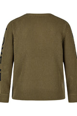 GREEN LACE TRIM ELEGANT CASUAL WEAR KNIT SWEATER