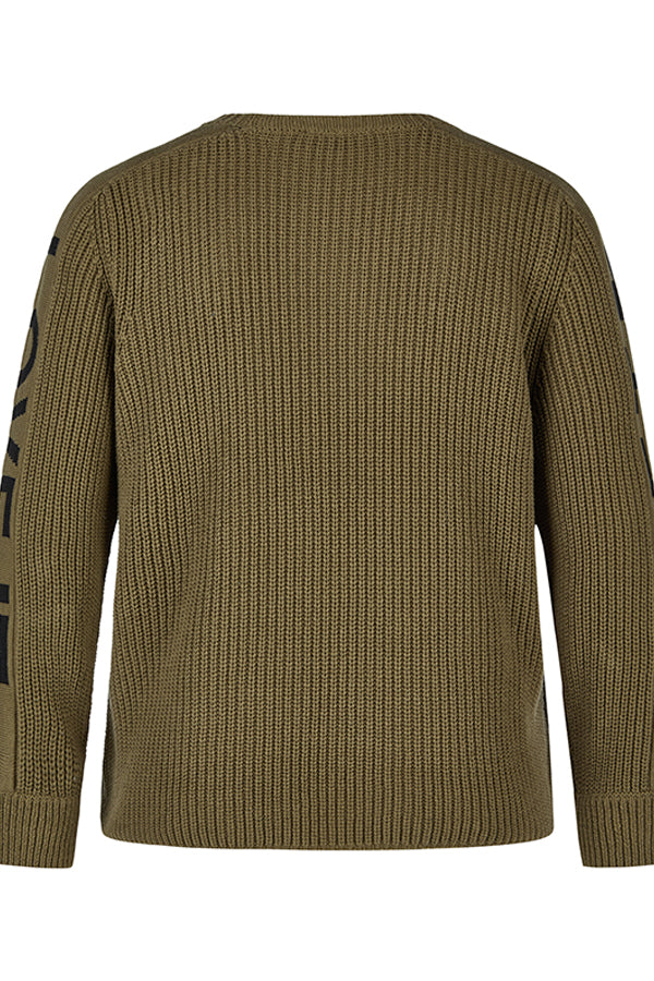 GREEN LACE TRIM ELEGANT CASUAL WEAR KNIT SWEATER