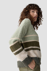 LIGHT GREEN STRIPED SWEATER
