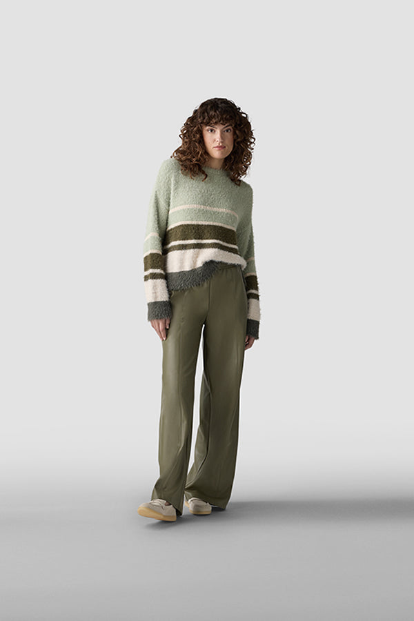 LIGHT GREEN STRIPED SWEATER