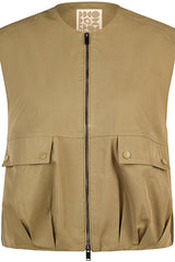 OLIVE FRONT POCKETS ZIPPERED VEST