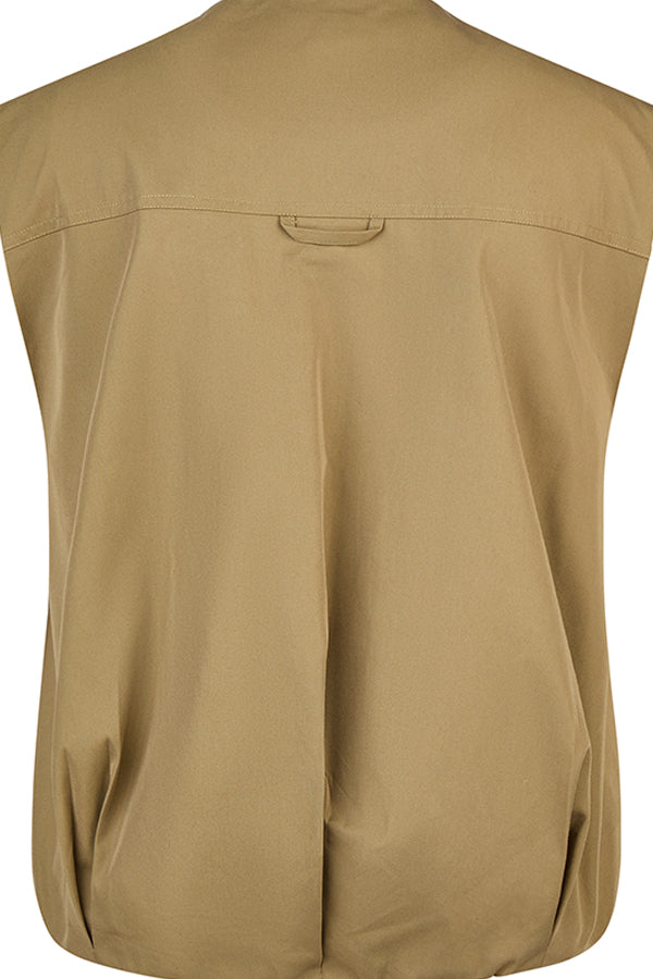 OLIVE FRONT POCKETS ZIPPERED VEST