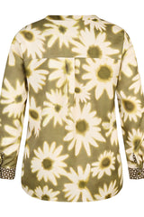 OLIVE FLORAL PATTERNED LONG SLEEVE SHIRT