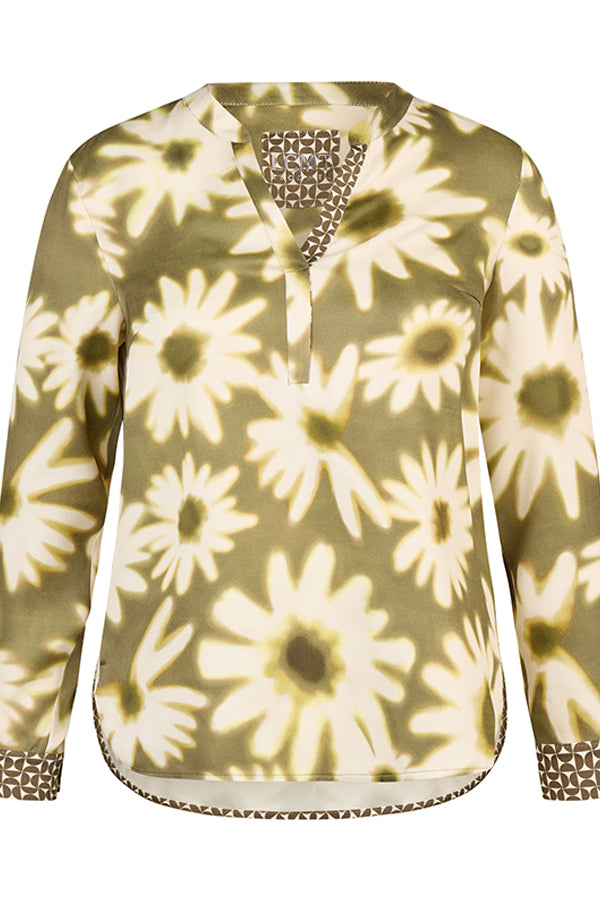 OLIVE FLORAL PATTERNED LONG SLEEVE SHIRT