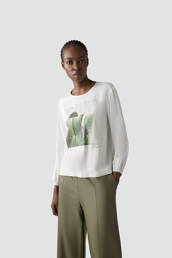 WHITE LEAF DESIGN LONG SLEEVE SHIRT