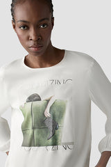 WHITE LEAF DESIGN LONG SLEEVE SHIRT
