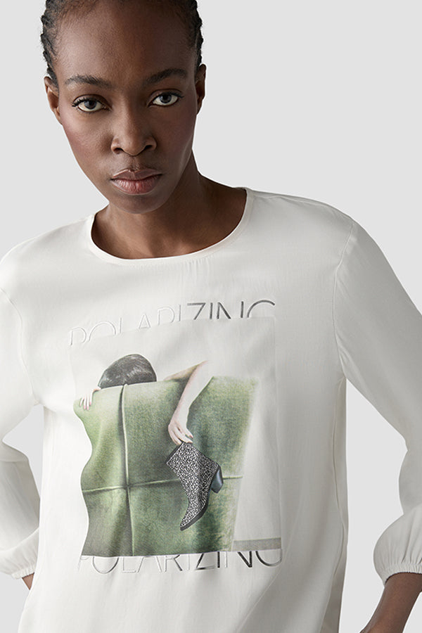WHITE LEAF DESIGN LONG SLEEVE SHIRT