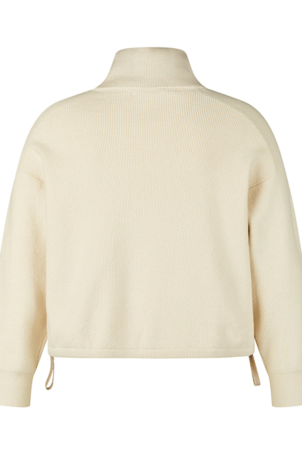 CREAM HIGH COLLAR KNIT JACKET