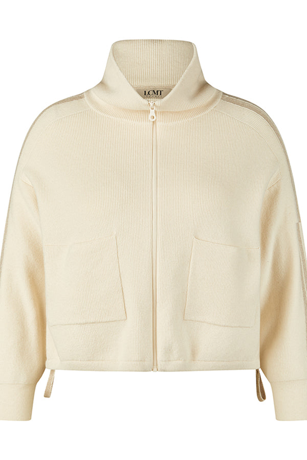 CREAM HIGH COLLAR KNIT JACKET