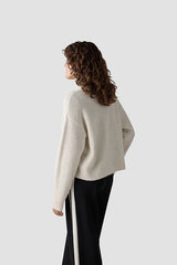 CREAM V NECK BUTTON UP KNIT CARDIGAN