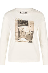WHITE GRAPHIC PRINT LONG SLEEVE SHIRT