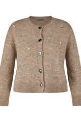 BEIGE TEXTURED KNIT CARDIGAN