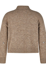 BEIGE HIGH NECK KNIT SWEATER