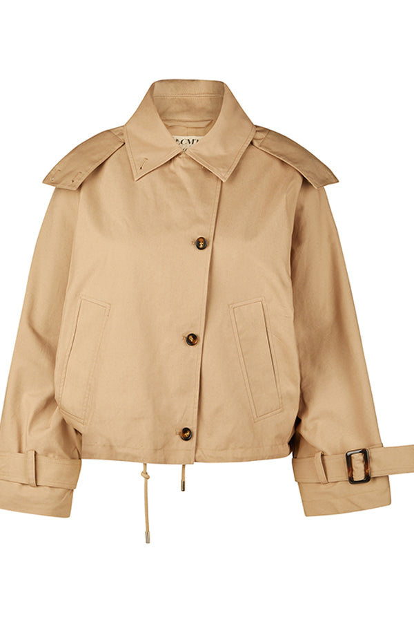 BEIGE COLLARED DESIGN BUTTON UP JACKET