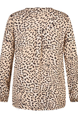 LEOPARD PRINT V NECK LONG SLEEVED BLOUSE