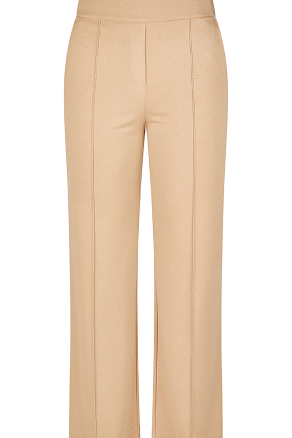 BEIGE HIGH WAISTED WIDE LEG TROUSERS