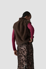 DARK BROWN FAUX FUR VEST