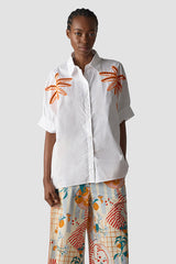 SHIRT COLLAR EMBROIDERY SHIRT BLOUSE