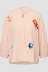 STAND-UP COLLAR EMBROIDERY BLOUSE