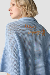 POLO COLLAR OPENWORK STRUCTURE KNIT SHIRT