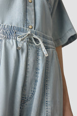 LIGHT WASH CARGO DENIM TROUSERS
