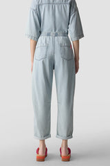 LIGHT WASH CARGO DENIM TROUSERS