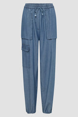DENIM LOOK CARGO TROUSERS