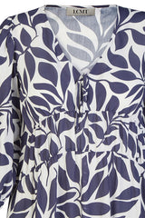 MIXED PRINT V-NECK DRESS