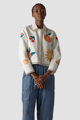 SHIRT COLLAR EMBROIDERY COTTON JACKET
