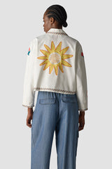 SHIRT COLLAR EMBROIDERY COTTON JACKET