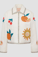 SHIRT COLLAR EMBROIDERY COTTON JACKET