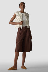EYELET LACE SLEEVELESS PEPLUM TOP