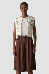 EYELET LACE SLEEVELESS PEPLUM TOP