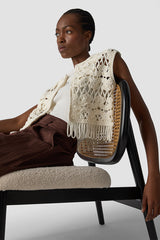 EYELET LACE SLEEVELESS PEPLUM TOP